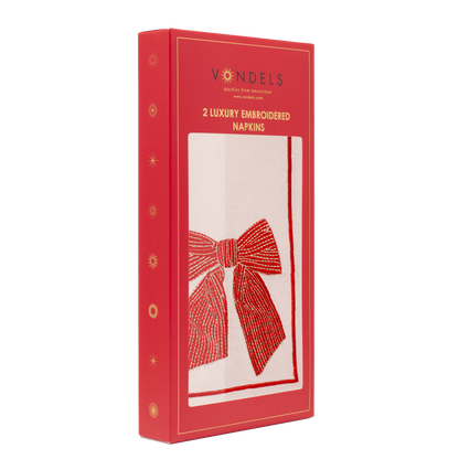 Embroidered napkins bow soft pink 45cm Pack of 2*