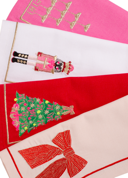 Embroidered napkins bow soft pink 45cm Pack of 2*