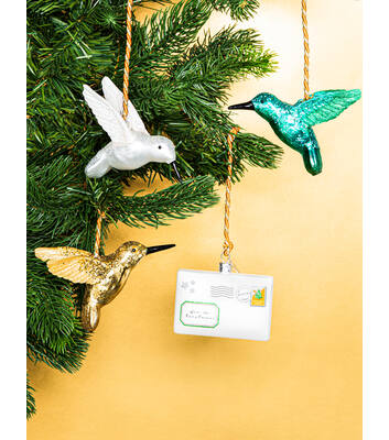 Glazen kerst decoratie gouden kolibrie H8cm