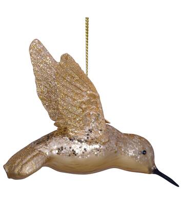 Ornament glass gold hummingbird H8cm