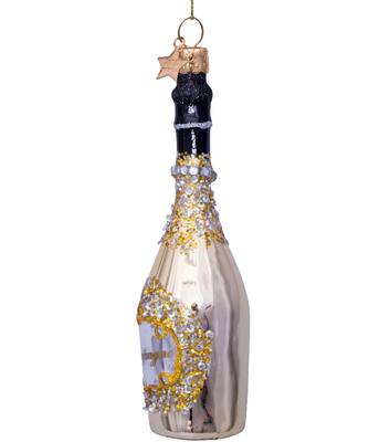 Weihnachtsanhänger Glas goldene Champagner Flasche H16cm