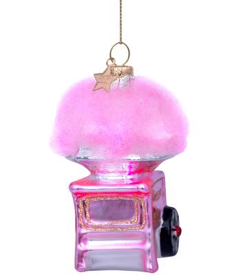Weihnachtsanhänger Glas rosa Zuckerwattemaschine H10cm*