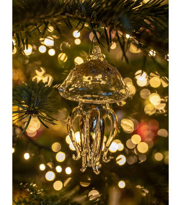 Ornament glass gold/diamonds jellyfish H11cm