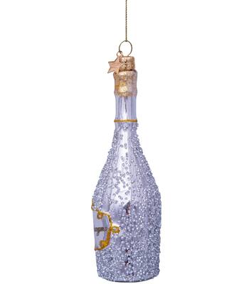 Ornament glass silver/gold champagne bottle H16cm