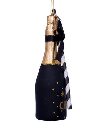 Weihnachtsanhänger Glas schwarze Champagner Flasche H16cm*