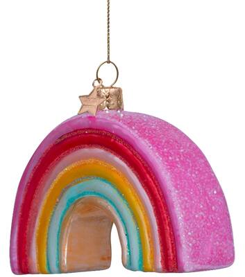 Ornament glass multi soft color rainbow H6cm