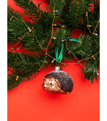 Ornament glass brown hedgehog H6cm