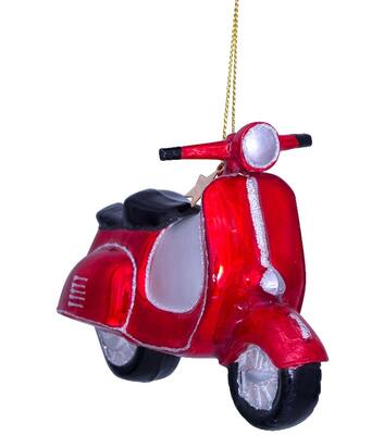Glazen kerst decoratie hanger rode scooter H10cm