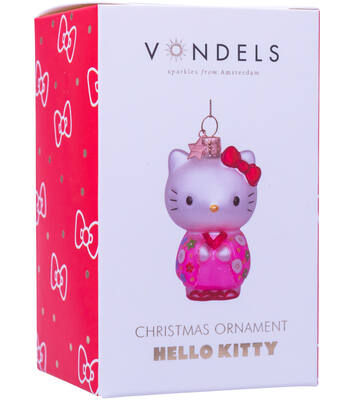 Weihnachtsanhänger Glas Hello Kitty mit Kimono H9cm, mit Box