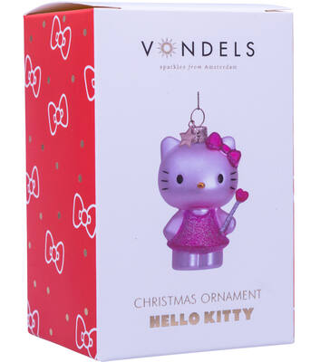 Weihnachtsanhänger Glas Hello Kitty mit Zauberstab H9cm, mit Box