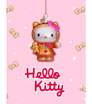 Glazen kerst decoratie Hello Kitty peperkoek H9cm