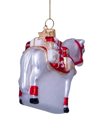 Ornament glass white matt Paard van Sinterklaas H7.5cm