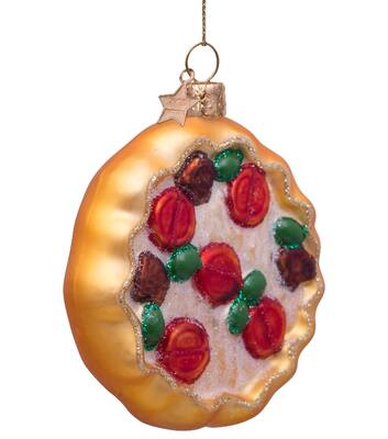 Ornament glass multi colored pizza H8cm