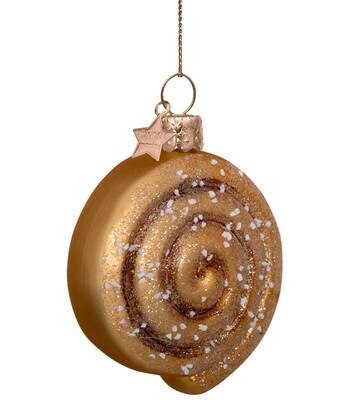 Ornament glass brown matt cinnamon roll H8cm