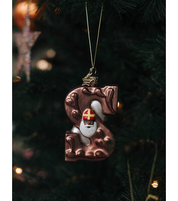 Glazen kerst decoratie chocolade Sinterklaas letter H9.5cm