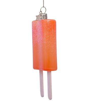 Ornament glass orange transparent popsicle H13cm