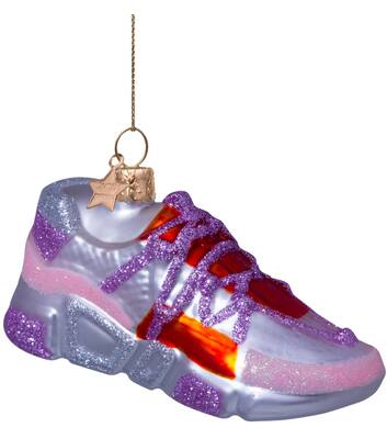 Weihnachtsanhänger Glas rosa/orangener Sneaker H6cm