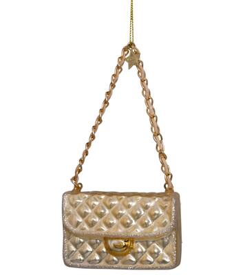 Ornament glass champagne opal fashion bag H7cm (1222870150015