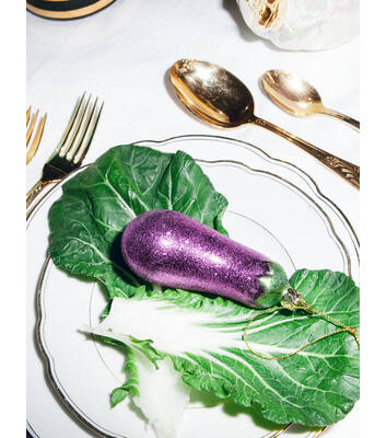 Ornament glass purple eggplant H13cm
