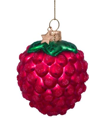 Ornament glass raspberry H6.5cm