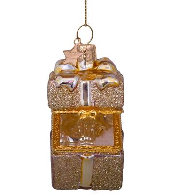 Ornament glass gold present w/ opening H5.5cm