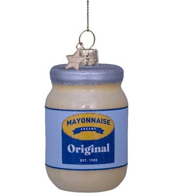 Ornament glass white blue mayonnaise H8.5cm