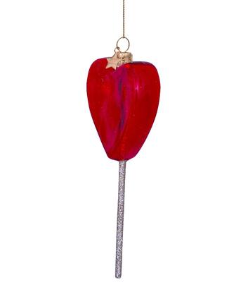 Ornament glass red lollipop H14cm