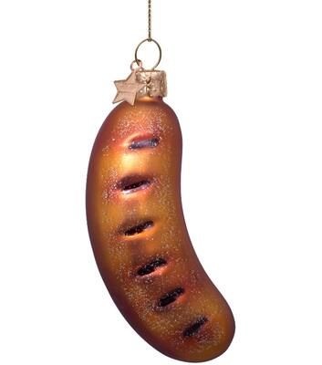 Ornament glass brown sausage H10.5cm
