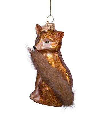 Ornament glass fox w/tail H11cm
