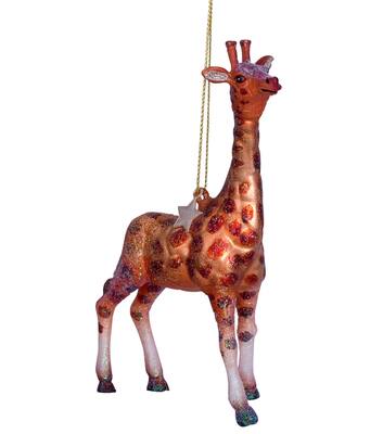 Glazen kerst decoratie hanger bruine giraf H13cm
