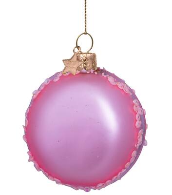 Ornament glass shiny pink macaron H7cm
