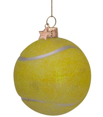 Glazen kerst decoratie groene tennisbal H8.5cm
