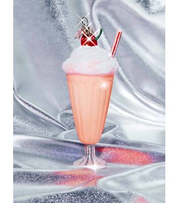 Glazen kerst decoratie zacht roze milkshake H15cm