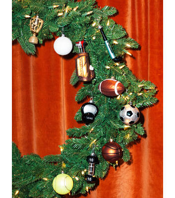 Glazen kerst decoratie blauw/zwarte hockeystick H14cm