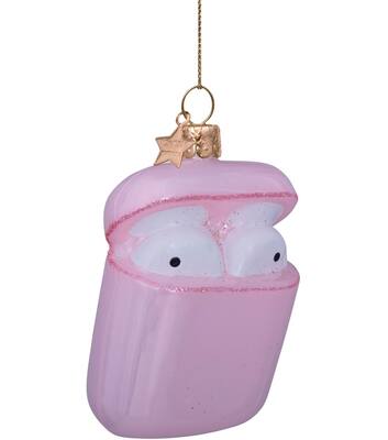 Ornament glass soft pink earpods H8.5cm