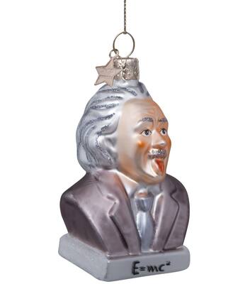 Ornament glass grey matt Einstein w/tongue H9.5cm