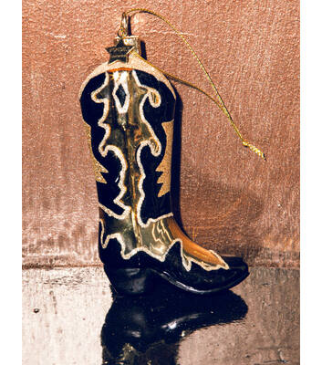 Ornament glass black/gold cowboy boot H11.5cm