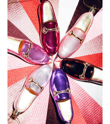 Ornament glass glossy pink loafer H12cm