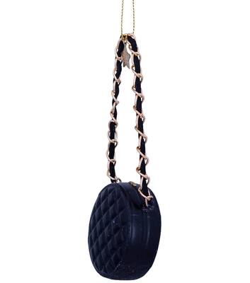 Ornament glass black round fashion bag H5.5cm