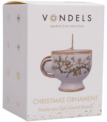 Weihnachtsanhänger Glas Van Gogh Blüte goldene Teetasse H6cm, mit Box