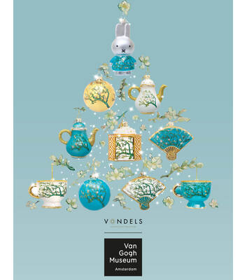 Weihnachtsanhänger Glas Van Gogh Blüte blaue Teetasse H6cm, mit Box