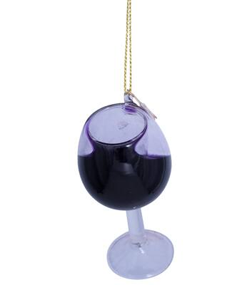 Glazen kerst decoratie hanger rode wijn glas H7cm
