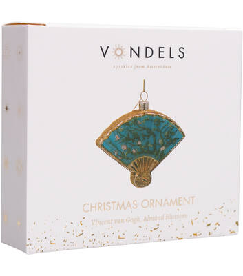 Weihnachtsanhänger Glas Van Gogh Mandelblüten Fächer H19cm, mit Box