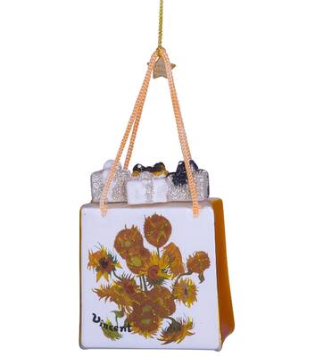 Weihnachtsanhänger Glas Van Gogh Sonnenblumen Geschenktasche H10cm, mit Box