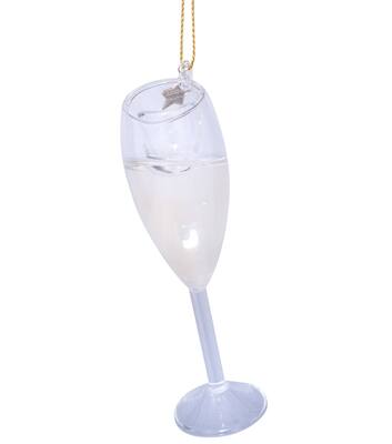 Weihnachtsanhänger Glas Champagnerglas H11cm*
