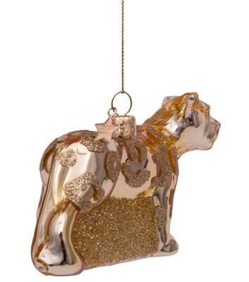 Ornament glass shiny gold panther H6cm