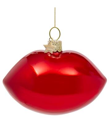Ornament glass red opal sensual lips H7,5cm