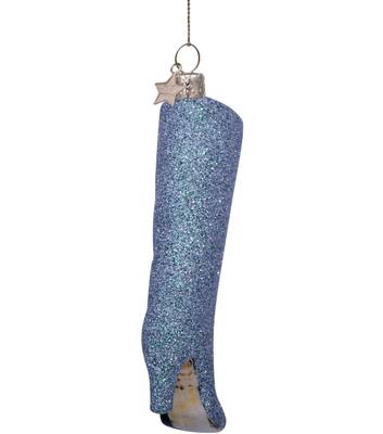 Ornament glass silver allover glitter boot H12cm