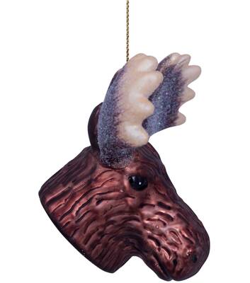 Ornament glass brown moose head H6cm