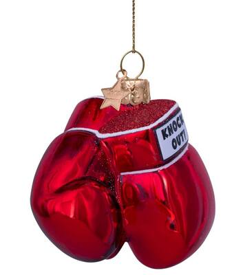 Ornament glass red shiny boxing gloves H8.5cm